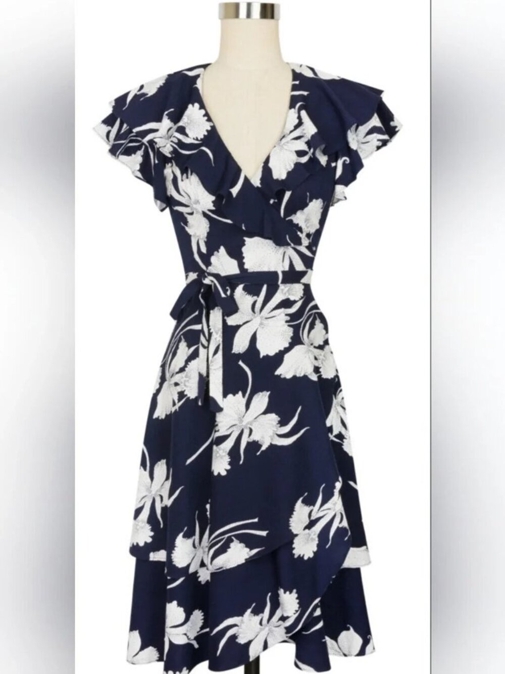 Trashy Diva Blanche Deco Daffodil Wrap Dress Size 12 GUC